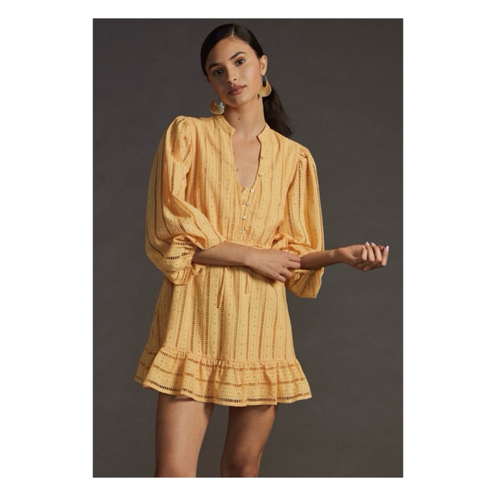 NWOT Anthropologie Forever That Girl Eyelet Mini Dress in Peach  Size XS